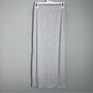 Offline by Aerie Ribbed Maxi Skirt-Side Slit-Light Gray-Modal Blend-XS